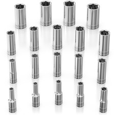 Metric Deep Socket Set 19pc 3/8inch Drive Chrome 6point Deep Well Socket Set M