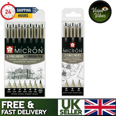 Sakura Pigma Micron Pigment Fineliner Stifte - Schwarz (02/04/08) 3, 6er Pack