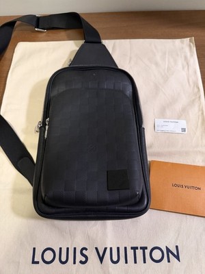 Authentic LOUIS VUITTON Damier Infini Avenue Sling Bag Black Leather N45303