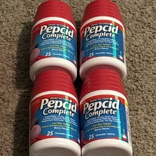 x4 Pepcid Complete Relieves Heartburn 25 Chewable Tablets Berry Flavor 4/27+