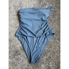 Shade Shore Women s Blue High Leg Cheeky One Piece Swimsuit Large NWT