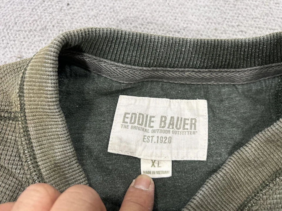 Camisa Eddie Bauer Henley Hombres Extra Grande Verde Tejido Gofre Térmica Exterior Gorp Foto 3 de 4