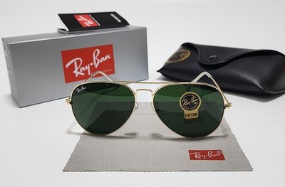 Ray-Ban Aviator RB3025 Sonnenbrille Gold / Grüne Glaslinsen 58mm