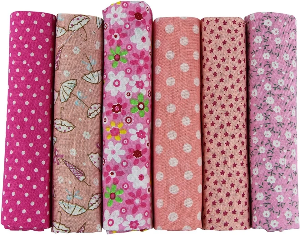 Stoffpaket Baumwollstoff Patchwork, Nähen, Quilten, Baumwolle, Rosa, 6 Stück - Bild 3 von 4
