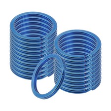 20pcs 32mm Stainless Steel Flat Split Keychain Rings, 2.4mm Thick, Blue