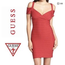 GUESS Red Bandage Dress 6 Cold Shoulder Bodycon Cocktail NWT Valentine Party