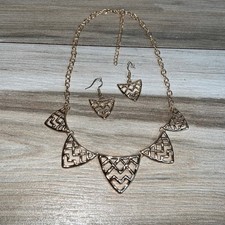 Gold Tone Necklace and Earrings Set