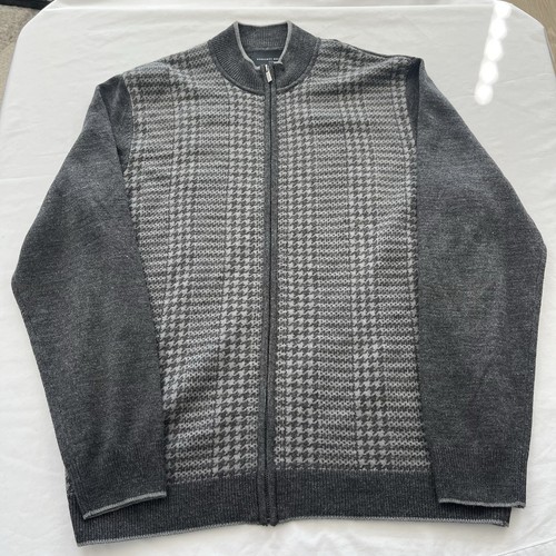 Geoffrey Beene, Vintage Geoffrey Beene Knit Sweater Geometric Full Zip Size Large