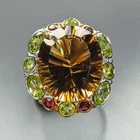 Handmade 24 ct Natural Citrine Quartz Ring 925 Sterling Silver Size 7.5 /R472577