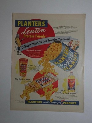 Magazine Ad* - 1955 - Planter's Peanuts - Lenten Season