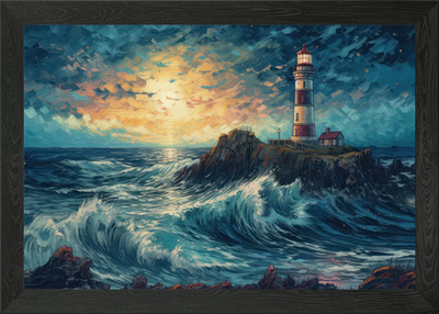 Sternenleuchtturm gerahmtes Wandbild Poster Leinwanddruck Bild