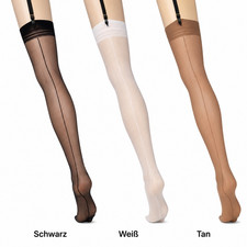 Elastane women's suspender stockings 20den seam S-XXL black white tan Fiore Marlena