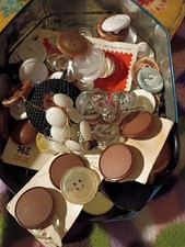 Lot Of Antique To Vintage Buttons, Glass To Mixed, Vintage Tin Please Read