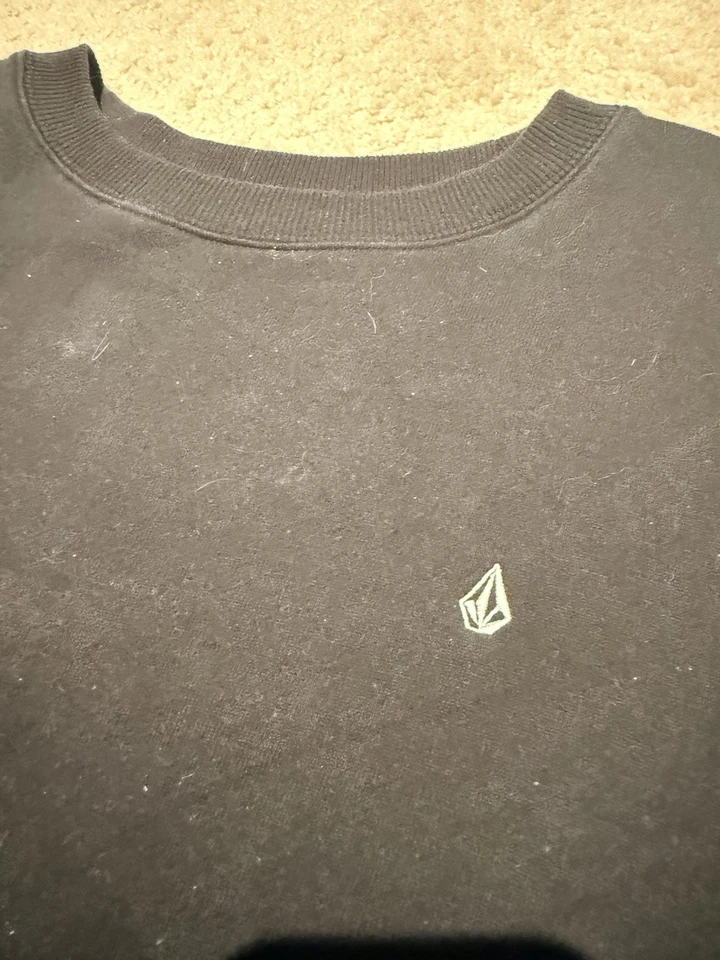 Volcom Crewneck Sweatshirt Mens Medium Pullover All Plain Black - Image 2 of 4