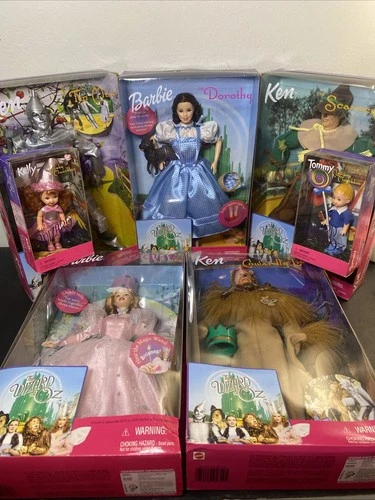VTG ‘99 Barbie Ken Wizard of Oz Complete Set of 7, NEW *See Desc