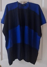 Colleen Lopez Women's Soft Knit Poncho Blue/Black - Size XS/S - Oversize - NEW