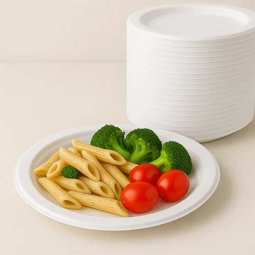 10" Bagasse Round Plate Compostable Eco Friendly Disposable Plates White YP10