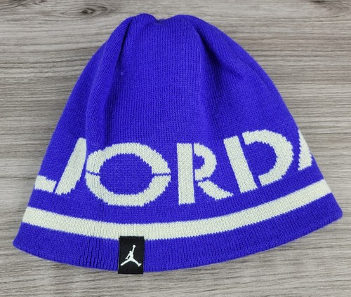 JORDAN Youth Reflections Reversible Knit Beanie OAFM Blue/purple Silver Cement - Picture 3 of 3