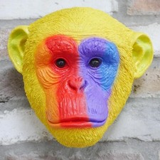 Rainbow Monkey Head Wall Ornament Bust Mount Chimp Ape Pride Quirky Home Decor