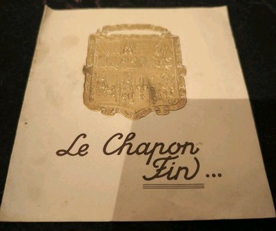 Menü Restaurant Le Chapon Fin Paris 1938