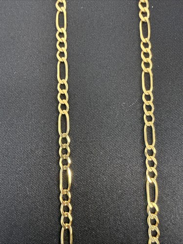 925 Sterling Silver Figaro Chain Necklace for Men 14K Gold Plated 4.5mm 23” 12g - Picture 3 of 6