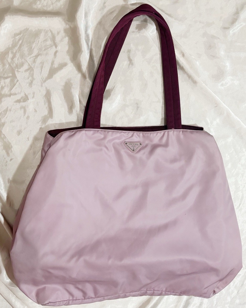 vintage 2000 prada tessuto large tote bag pink lillia beach travel