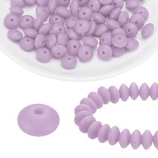 100Pcs Silicone Beads 12mm Lentil Rubber Focal Beads Bulk, Lilac
