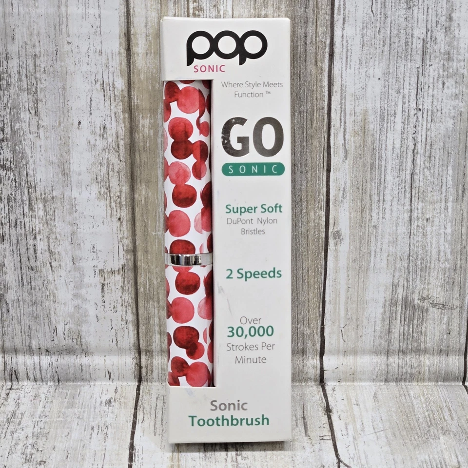 Pop Sonic Go Toothbrush 2 Speeds NIB Sealed Portable - Red & Purple - Image 4 of 4