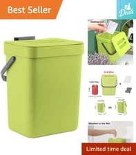 3L Green Kitchen Compost Bin - Removable Lid & Odor Control for Small Spaces