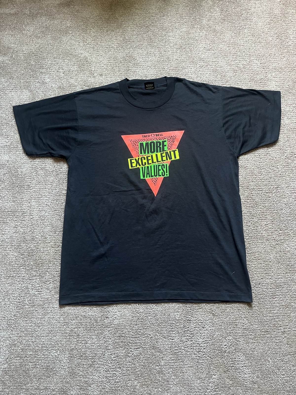 VTG 80’s Taco Bell Neon Promo Black Tee