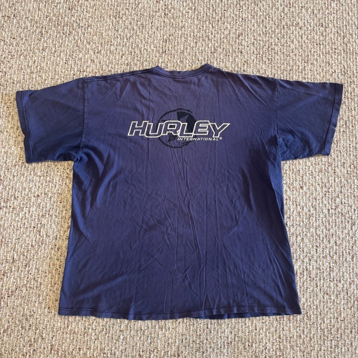 Vintage Hurley International T-Shirt Mens XL Faded Navy Distressed 