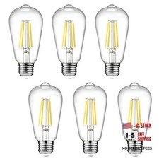 Dimmable Vintage LED Edison Bulbs, 6W, Equivalent Warm White 2700k 6 Pack
