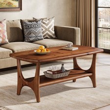 47.24&rdquo; Solid Wood Coffee Table Modern Accent Center Tea Table for Living Room