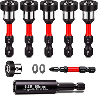 6PCS Magnetic Drywall Screw Setter Bits with 60Mm Bit Extension Bar