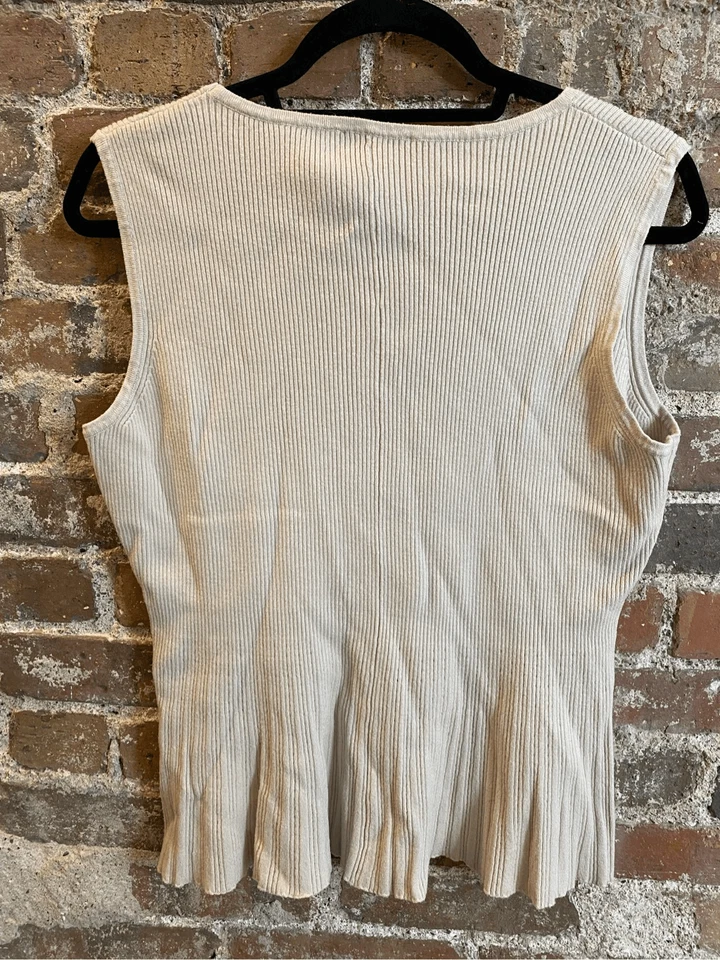 Blusa elástica plisada sin mangas blanca/beige Vila Milano para mujer talla XL Foto 2 de 4