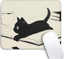Cute Black Cat Mouse Pad,Kawaii Anime Cat Mouse Pads for Wireless Mouse Desk Acc