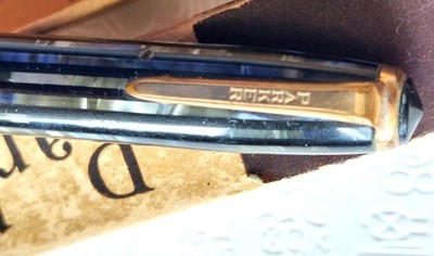 VINTAGE PARKER DUOFOLD VACUMATIC (?)  BLAUE MARMORSTREIFEN - GOLDFEDER - ALTE BOX