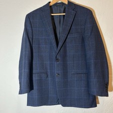 Lauren Ralph Lauren Men s 42R Wool Blazer Navy Blue Check Plaid Macy s Classic