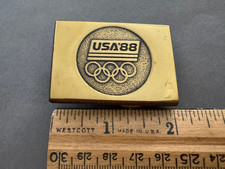 1988 USA OLYMPICS SMALL BRASS BELT BUCKLE BTS VINTAGE