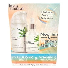 InstaNatural Vitamin C Face Moisturizer Hyaluronic Acid Serum  Duo New Sealed 