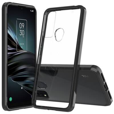For TCL 20 XE 5087Z - Hard Premium TPU Rubber Case Cover Black Transparent Clear