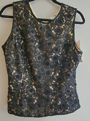 Paradise Ny Size L Black Womens All Hand  Beaded New With Tags