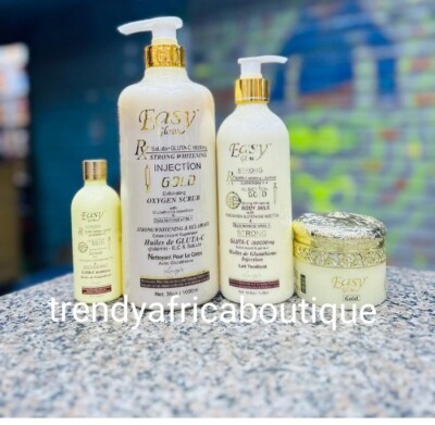4pcs Easy Glow Gold Shower Gel, Body Lotion, Serum & Face Cream 