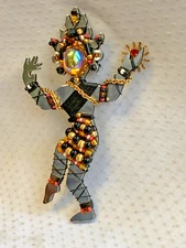 Vtg Liztech Jewelry Shiva Cosmic Dancer Brooch Fashion Pin Signed Handmade