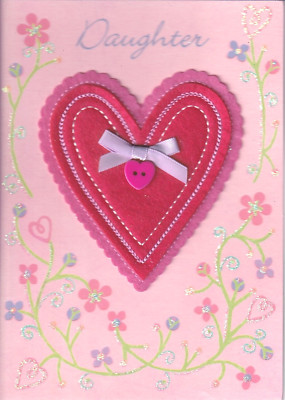 PAPYRUS VALENTINES CARD NIP MSRP $6.95 DAUGHTER FELT HEART ...