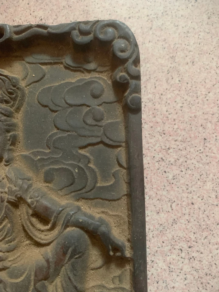 Madeira tibetana grande de 8,7 polegadas esculpida à mão *Bodhisattva na besta* TangKa - Imagem 4 de 4