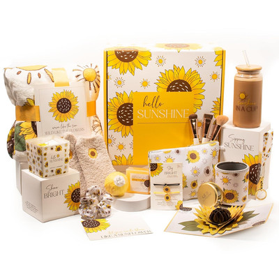 The Love Crate Co Sunflower Gifts for Women, 15pc Christmas Gift Box for Women. 
