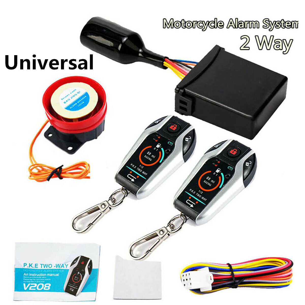 Motorcycle Alarm Anti-Theft Security System Vibration Alarm Remote