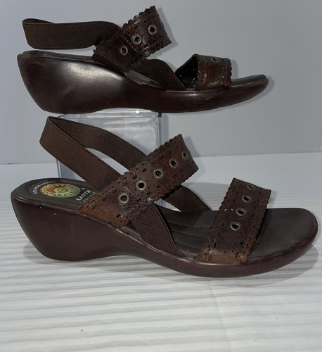EUC 2 Pair 6 Earth Spirit Black MOHICAN Brown SHEBA Leather Wedge Sandals Gelron - Picture 8 of 16