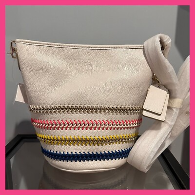 バッグ coach mini bag NWT RARE COACH MINI DUFFLE IN WHIPLASH LEATHER NEON POP LACING